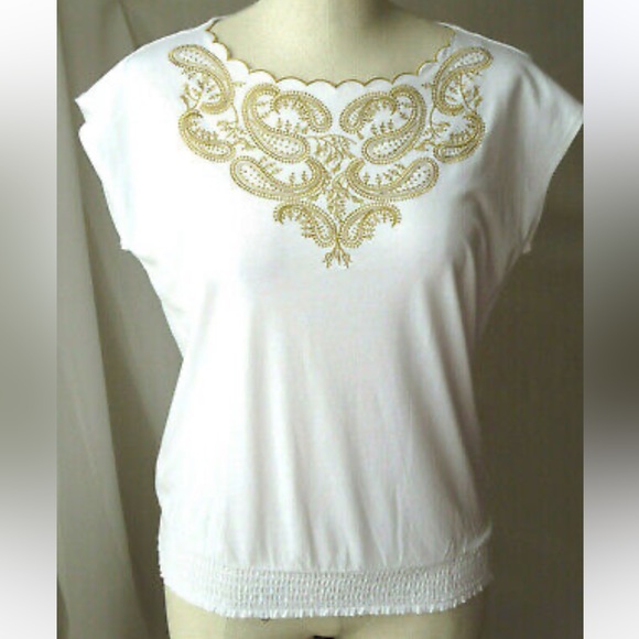 Chaps white cotton top, sz XS - Picture 1 of 7